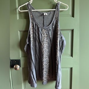 Cato Gray Sequined Embellished Knit Swing Tank 18/20W NWOT